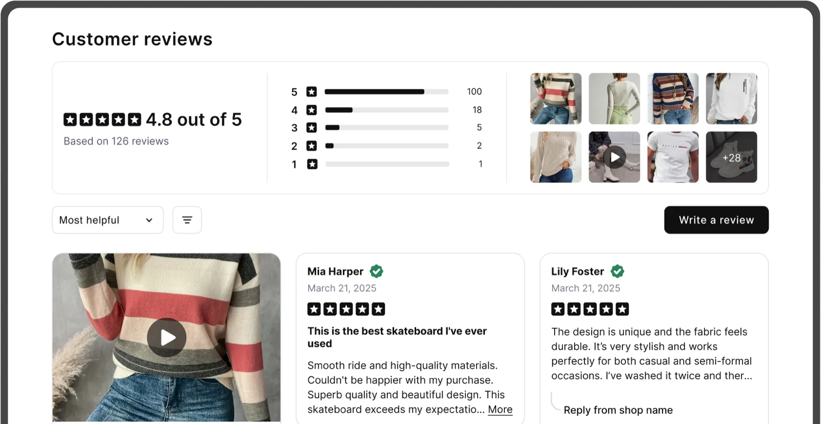 TrustShop review widget preview